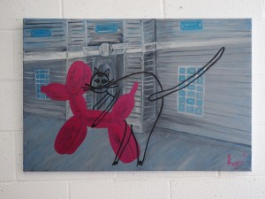 "Jeff Koons", oil & nail polish on canvas, 24x36"