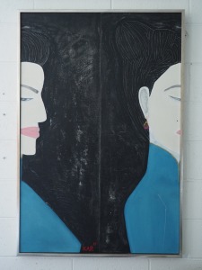 "In the mood for anything", oil on plywood, 32x48"